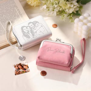 Custom Name&Photo Leather Wallet  with Click-Clack Clasp,Wallet For Women,Women's Purse with Zipper,Purpose Coin Purse,Gift for Mother's Day