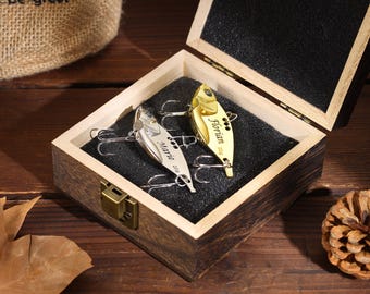 Custom Metal Fishhook with name,Gift Box Man,Silver Gold Fishing Lure,Fishing Lover Gift,Gift for Grandpa,Fishing Buddy Gift,Gift for Dad