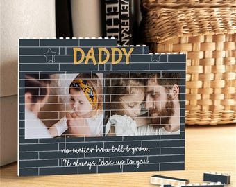 Personalised Daddy & Me Building Brick with 2Photos Block, Gift for Dad, Building Block ForGrandpa, Birthday Gift, Father&#39;s Day Gift