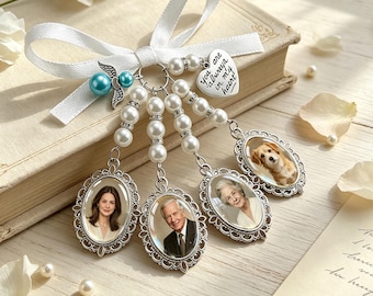 Personalized Bridal Bouquet Charm,Wedding Photo Charm,Memorial Bridal Bouquet Charm,Groom Memorial Pin,Wedding Memorial Gifts