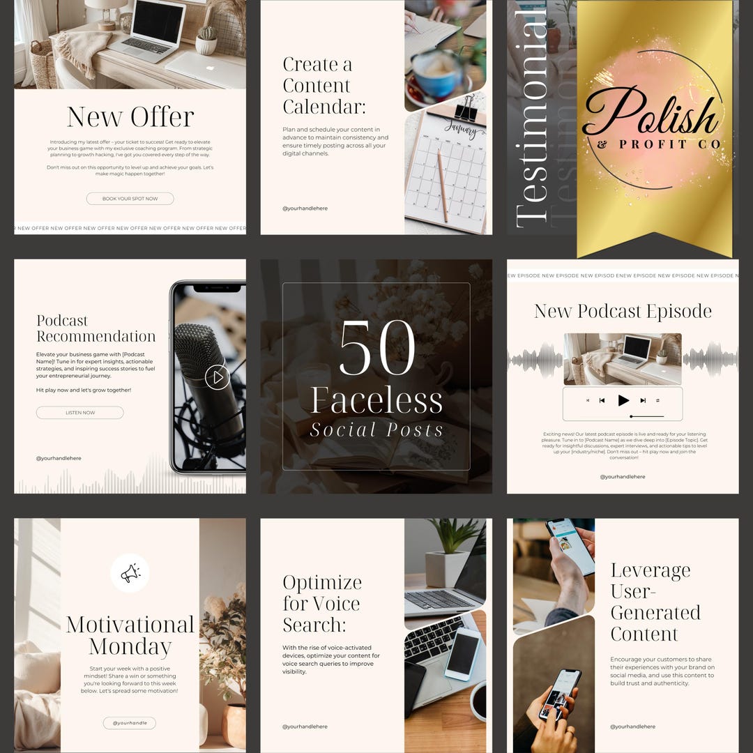 Facebook Photo Face Less 50 Editable Faceless Social Media Post Templates| Canva Templates for ...