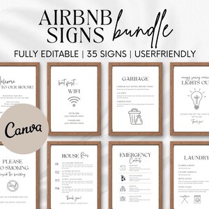Airbnb Sign Bundle Templates | Airbnb Welcome Sign | Airbnb Guestbook Sign | Airbnb House Rules Sign | Airbnb Wifi Sign | Rental Template