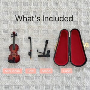 Modelo de violín en miniatura: decoración para casa de muñecas de 3,1 pulgadas, regalo para músicos. imagen 3