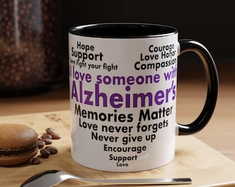 Taza de concientización sobre el Alzheimer: Regalo de apoyo con lazo morado