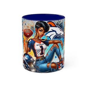 Niedliche Broncos Kaffeetasse - mutige Football Fan Kunst für Frauen - Einzigartiges NFL Geschenk für Sie - Sportliebhaber Keramiktasse