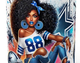 Cute Cowboys Coffee Mug - Football Fan Art for Women - Unique NFL Gift for Her - Sports Lover Ceramic Cup