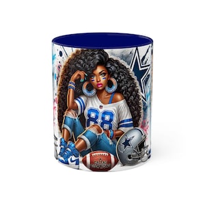 Cute Cowboys Coffee Mug - Football Fan Art for Women - Unique NFL Gift for Her - Sports Lover Ceramic Cup
