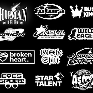 Y2k Logo Designs, Premium Y2k Logo Bundle, 2000s Aesthetic Streetwear Designs, Streetwear Y2k Logo SVG and PNG Bundle