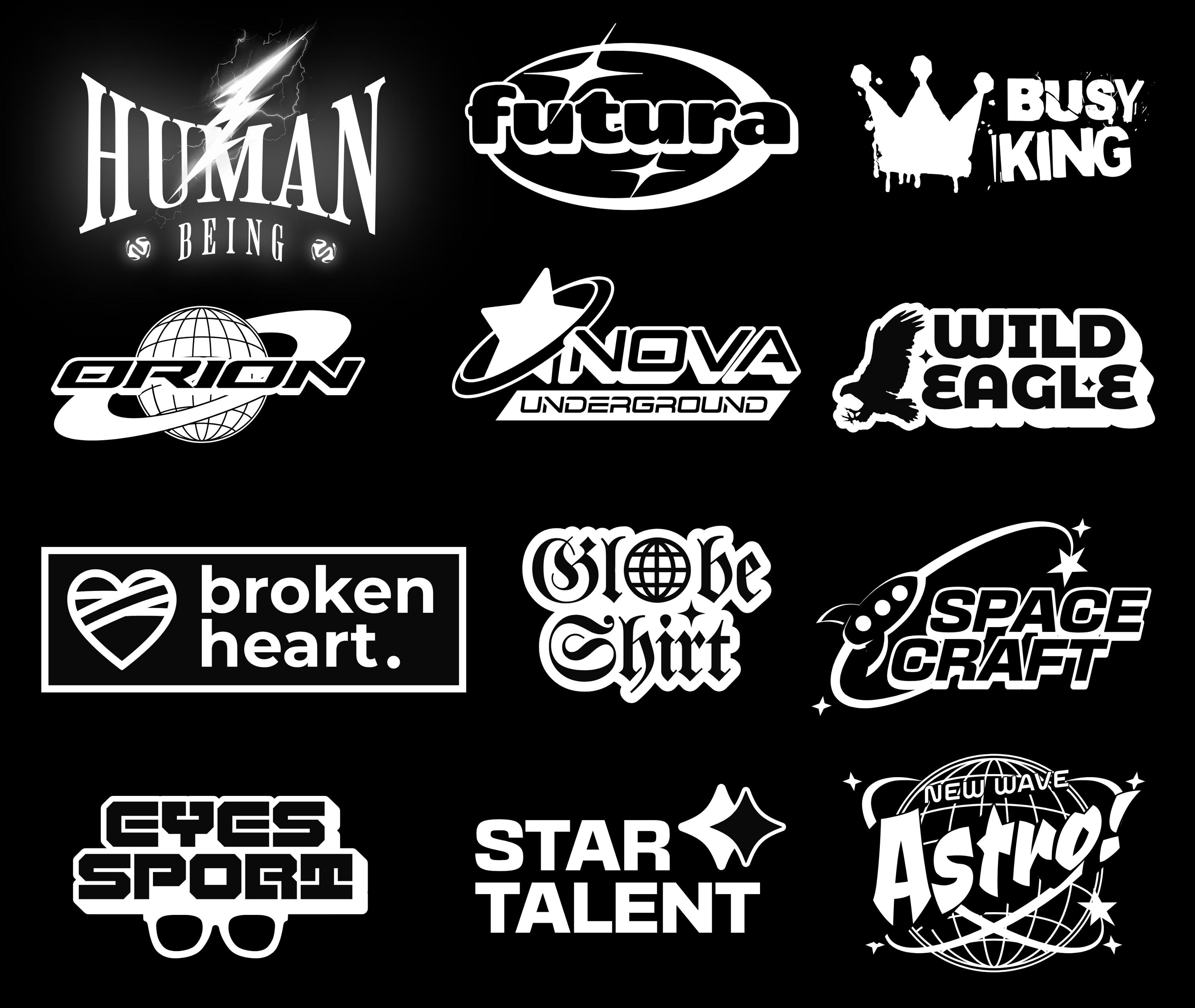 Y2k Logo Designs, Premium Y2k Logo Bundle, 2000s Aesthetic