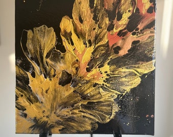 Black & Gold Dutch Pour Acrylic Painting