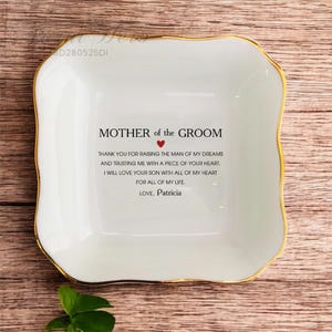 Personalized Mother In Law Wedding Gift, Mother Of The Groom Gift From Bride, Thank You For Raising The Man Ring Dish, Engagement Ring Dish