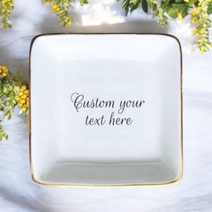 Plato para anillos personalizado - Plato para baratijas con texto personalizado - Plato para joyas con texto cursivo - Plato para anillos con texto cursivo - Regalos de agradecimiento para bodas