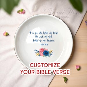 Plato personalizado para anillos con versículos bíblicos, plato de joyería cristiana personalizado, regalos familiares, regalos de bautizo para ahijadas, regalos para amigos.