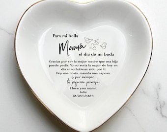Gracias Mamá Plato para Anillos, Regalos para la Madre de la Novia en Español, Regalo Mamá Mamá Novia