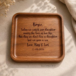 Personalized Wedding Ring Dish, Son In Law Gift From Parents of The Bride