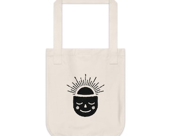 Sunny Thoughts Organic Cotton Canvas Tote Bag: Eco-Friendly Reusable Shopping Bag