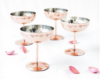Handcrafted Copper Cocktail Glasses: Tin-Lined Martini Cup - Vintage French inspired copper