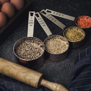 Handcrafted copper measuring cups