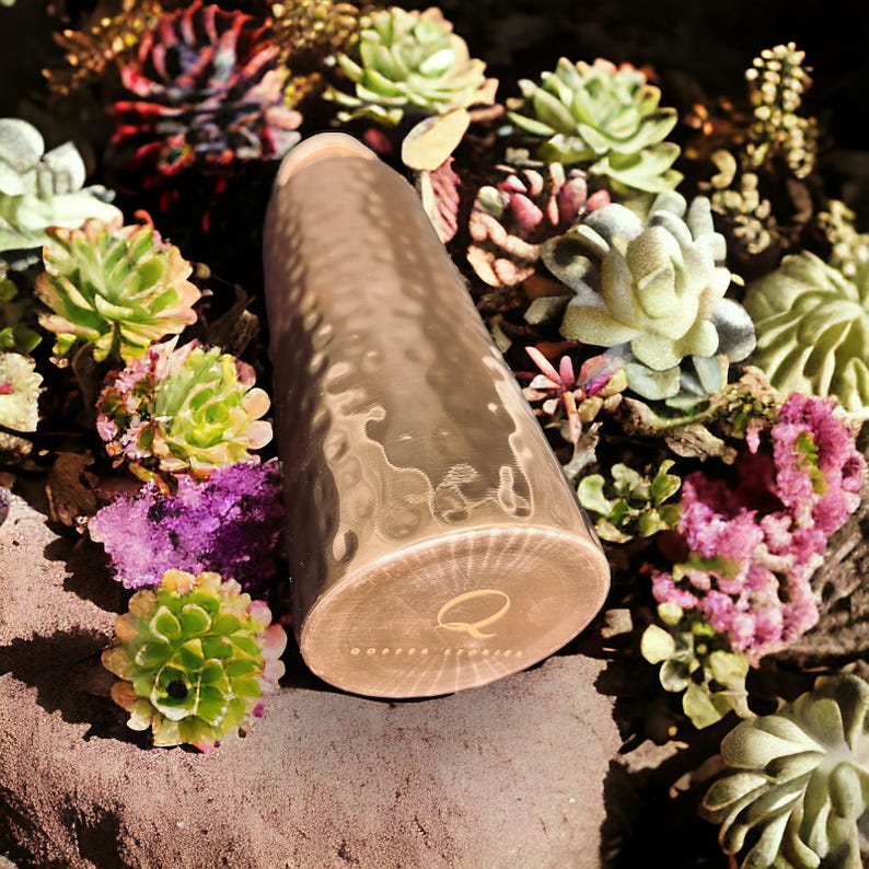 Handcrafted Hammered Copper Water Bottle, Reusable 1000ml for Dad image 10