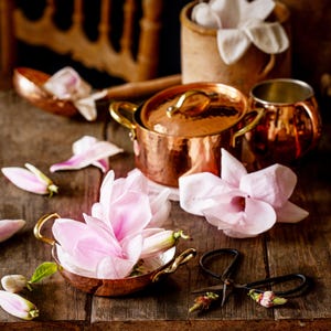Mini Handcrafted Copper Pot with lid, food safe and natural tin-lined interior - unique, sustainable present