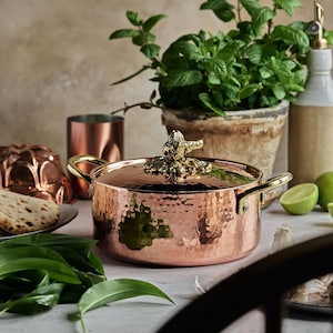 Handcrafted Copper Casserole, copper pot with lid, food safe and natural tin-lined interior, stockpot, English home, Valentine's Day Gift