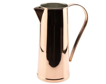 Jarra de agua de cobre puro hecha a mano, 1,1 L, con revestimiento de estaño.