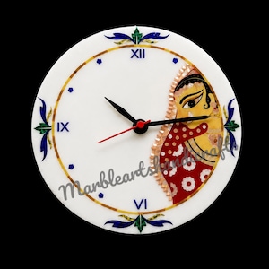 Reloj de pared de mármol / Artículo de decoración para el hogar con incrustaciones de mármol.