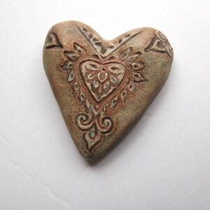 Mixed media hand-sculpted Victorian heart wall decoration for year around symbol of your love. Sue Thomson, Livingstone Studio image 2