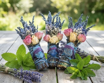 Manifestation Apatite Smudge with Mint, Lemon Balm, and Lavender