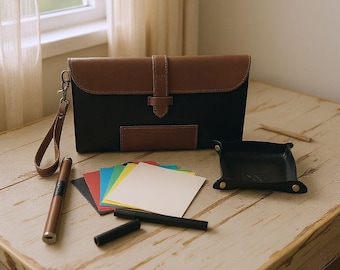 Leather Manifestation Kit: Burn Paper, E-Lighter & Pen - Personalized Travel Bag