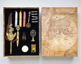 Complete Quill Feather Wax Seal Stationary Set