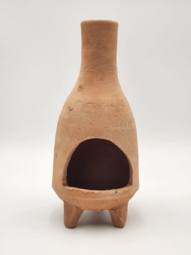 Pu&ograve; includere: Un bruciatore di incenso in terracotta con un'apertura rotonda e tre gambe. Il bruciatore &egrave; di colore marrone chiaro.
