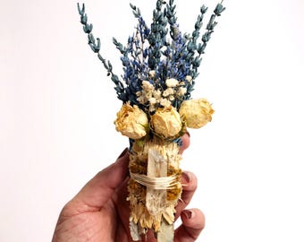 Blues & Beginnings Quartz Sage Smudge Bouquet