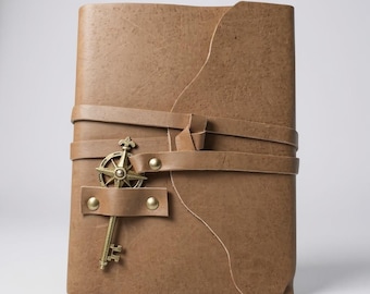 Vintage Leather Journal with Compass Key