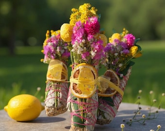 Sahumerio de limón, citrino y alegría silvestre.