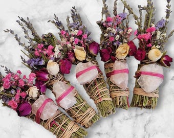 Rose Quartz Sage with Rosemary, Lavender, and White Sage