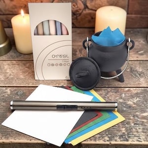 Manifestation Ritual Kit with Cast Iron Cauldron and Burn Paper