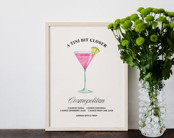 Letrero de cóctel Cosmopolitan: Decoración para bar de despedida de soltera (Descarga digital de 8x10)