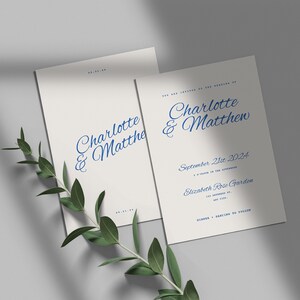 Modern Cream and Navy Wedding Invitation | Minimalist 5x7 Wedding Invite | Elegant Wedding Stationery | Digital Download