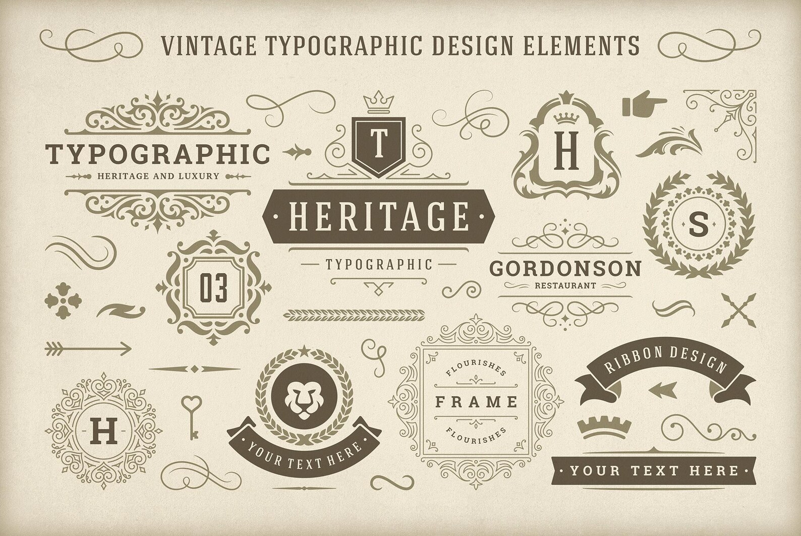 Typography Design Element Vintage Typographic Design Elements. Digital Files Download, Png, Ai ...