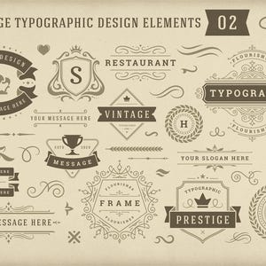 Elementi di design tipografico vintage. Download di file digitali, inclusi file png, ai, eps, psd, jpg