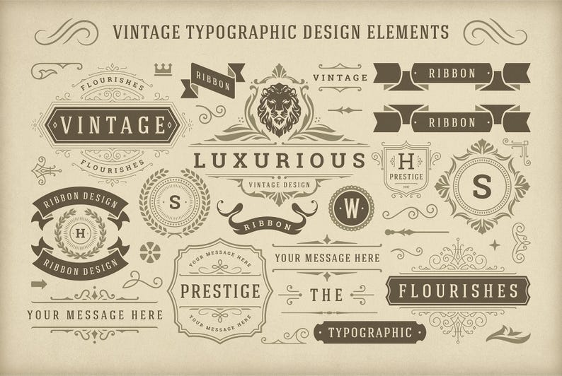 Typography Design Element Vintage Typographic Design Elements, Ornate Logo Vectors (digital Files ...