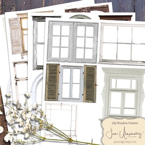 Alte Fensterrahmen, digitale Collagevorlage zum basteln / Junk Journal / Scrapbook / Karten / Clip Art / Altered Art / Mixed Media