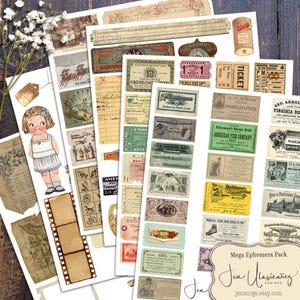 Mega Ephemera Pack digitale Collagevorlage zum basteln / Junk Journal / Scrapbook / Karten / Clipart / Mixed Media