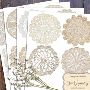 Vintage Lace Doilies Digital Collage Sheet (PDF)