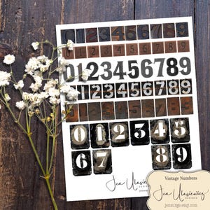 Vintage Numbers digitale Collagevorlage zum basteln / Junk Journal / Scrapbook / Karten / Clipart / Mixed-Media / veränderte Kunst / Mixed Media
