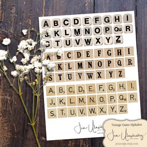Vintage Game Alphabet digitale Collage Vorlage für Junk Journal / Scrapbook / Scrapbook / Karten / Clipart / Scrapbook