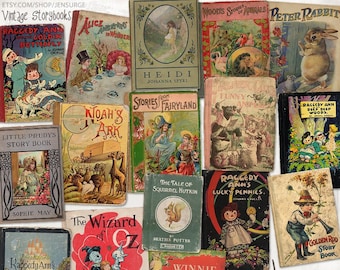 Vintage Storybooks ephemera pack, printable, digital collage, diary / junk journal, altered art, mixed media, clipart