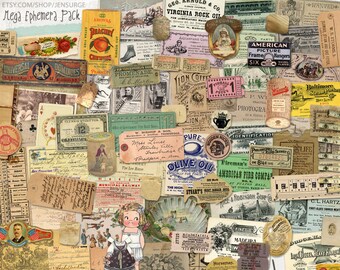 Mega Ephemera Pack instant download, printable, digital collage, diary / junk journal, altered art, mixed media, clipart