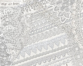Vintage Lace Borders instant download, printable, digital collage, diary / junk journal, altered art, mixed media, clipart